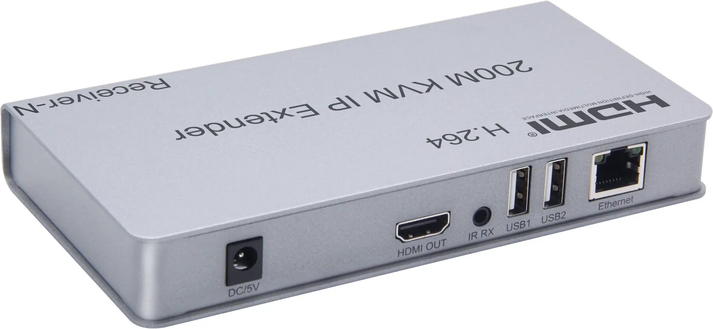 Extendeur USB + HDMI sur réseau, 200 m, avec IR et IP — récepteur (RX) seul