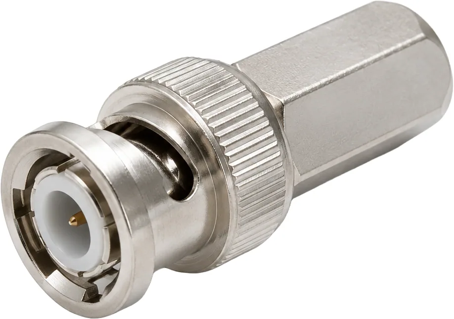 Connettore BNC monoblocco a rotazione, per cavo telecamere RG59