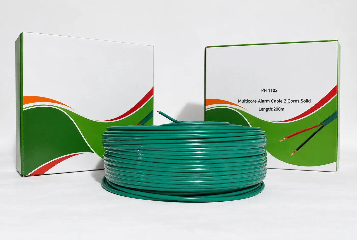 Public address cable 2×0.8, green, 200 m