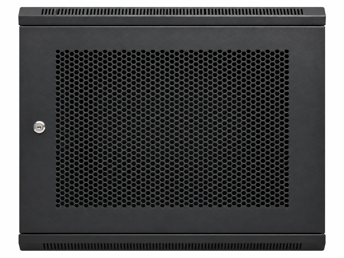 Rack mural 19″ 15 U — profundidad 600 mm, anchura 600 mm, puerta perforada, negro