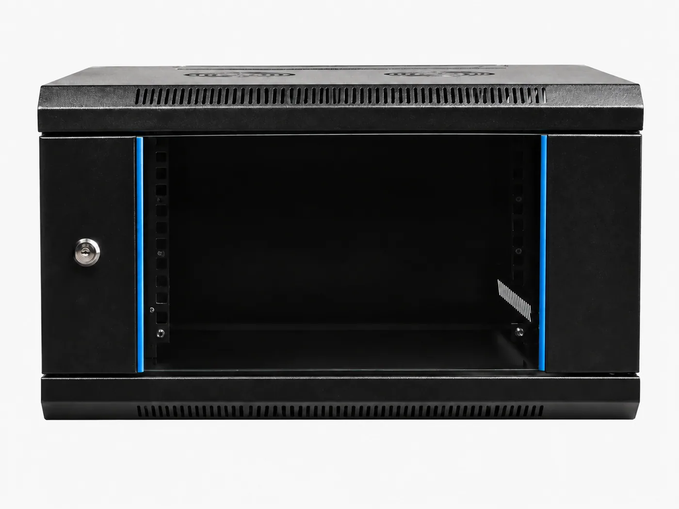 Armadio rack 19″ a muro 10 U — profondità 500 mm, larghezza 550 mm, porta forata, nero