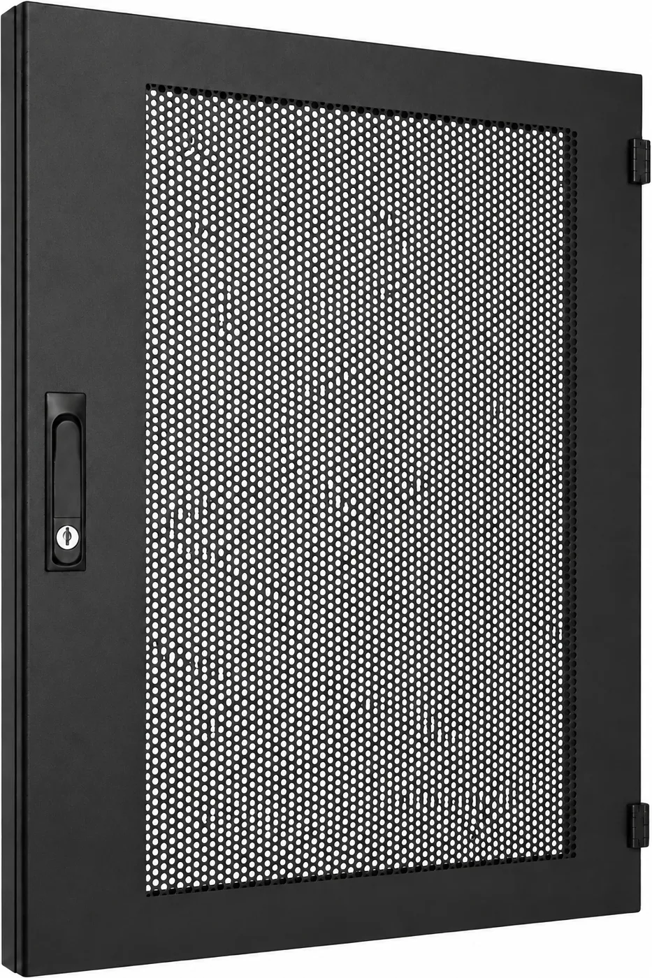 Porte métallique perforée pour baie et coffret 19″ 12 U, noire
