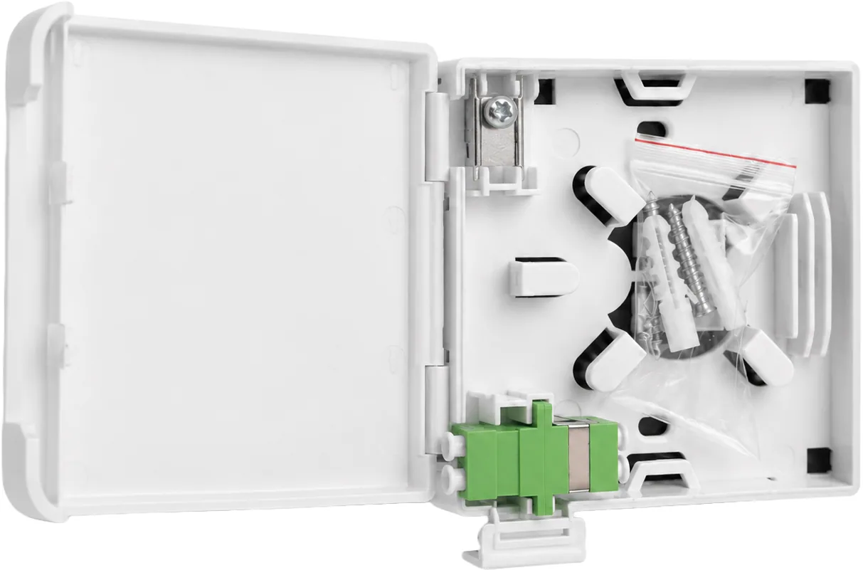 Toma óptica blanca con adaptador LC-APC / LC-APC dúplex, de superficie