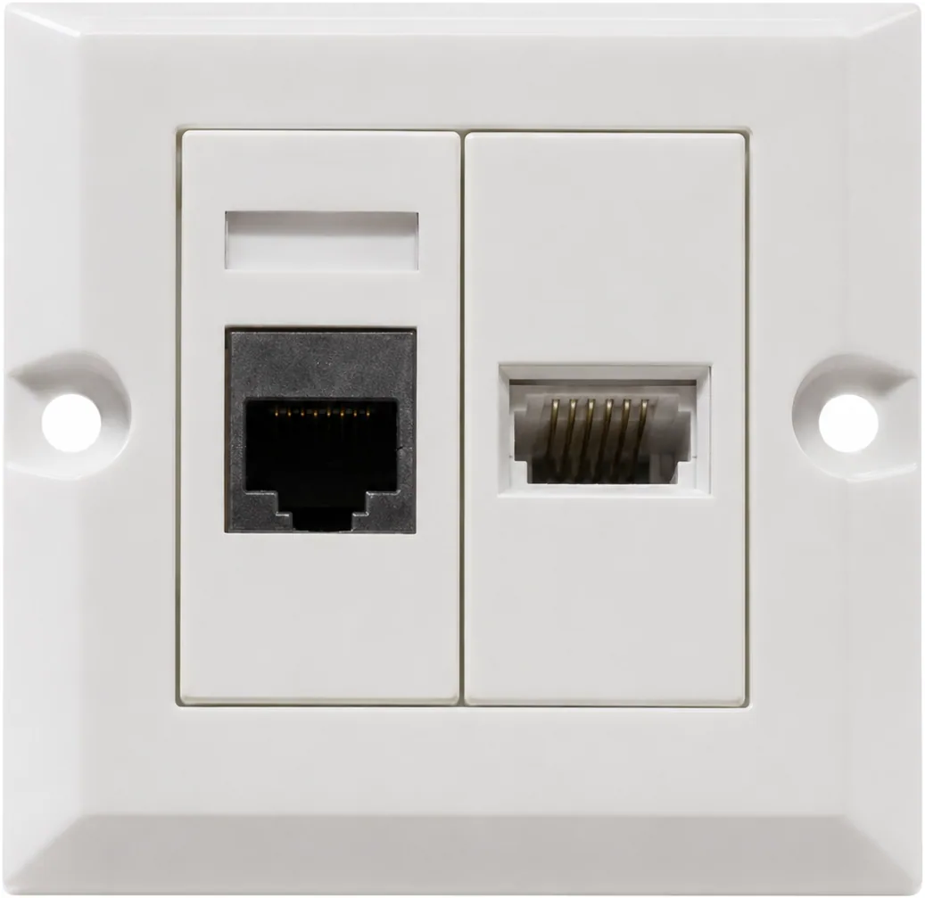 Prise combinée téléphone et réseau, en saillie