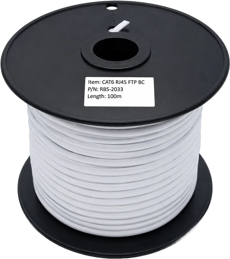 Câble réseau FTP CAT6 cuivre HQ, 100 m, touret plastique