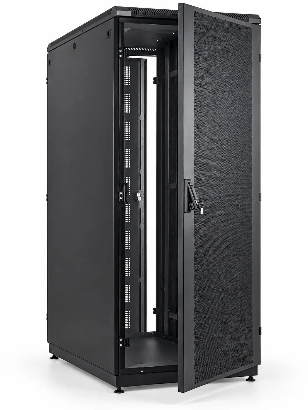 Baie de brassage 19″ 42 U — profondeur 1000 mm, largeur 600 mm, noire