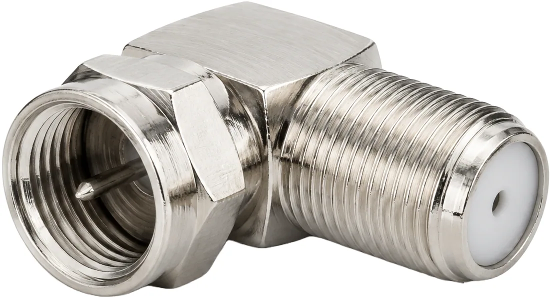 Adaptateur F-TYPE mâle vers IEC femelle, coudé 90°