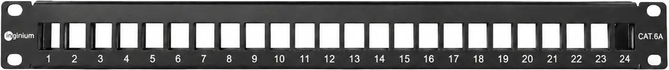 Panel de parcheo 24 puertos CAT6A, 1 U, sin conectores — Inginium