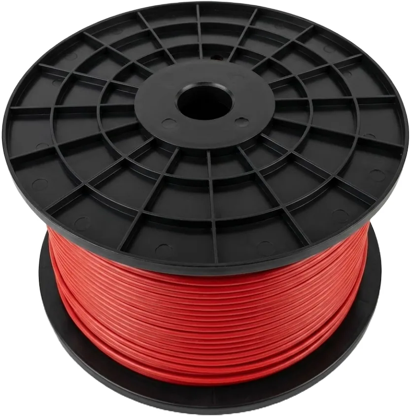 Cavo per rivelazione incendio, 2 conduttori rigidi 0,8 mm, alluminio ramato, guaina in PVC rossa — bobina in plastica da 200 m