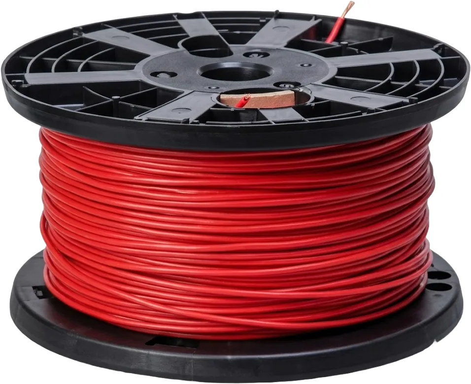 Cavo per rivelazione incendio, 4 conduttori rigidi 0,8 mm, rame, guaina in PVC rossa — bobina in plastica da 200 m