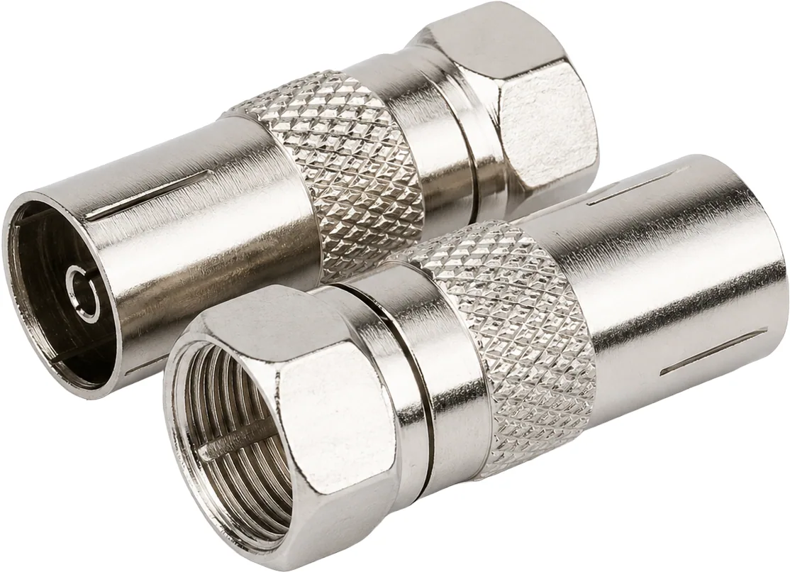 Adaptateur F-TYPE femelle vers IEC femelle, droit 180°