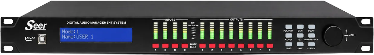 Processeur audio 4 entrées / 8 sorties
