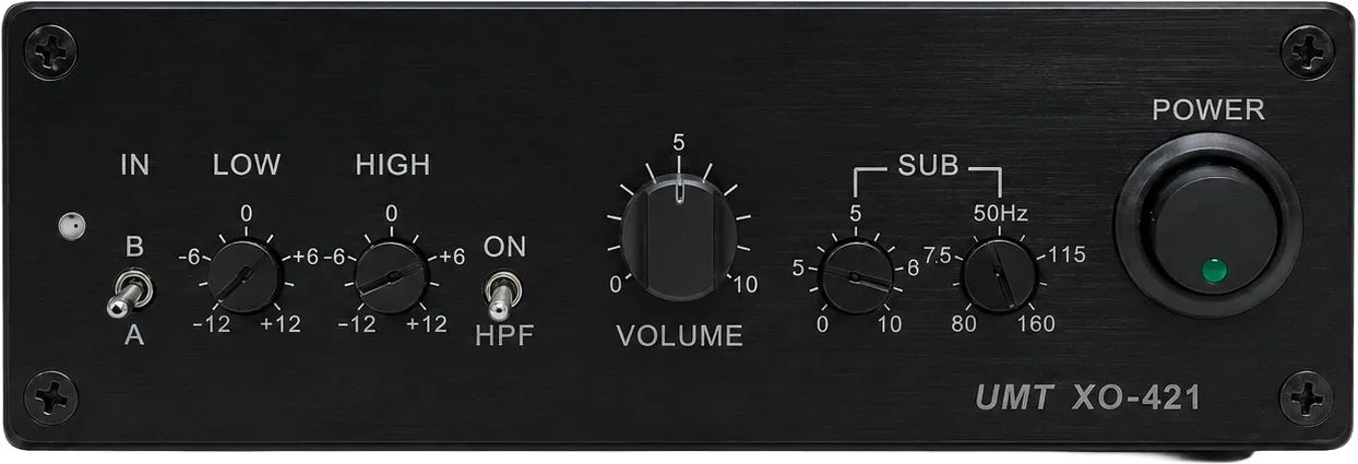 UMT XO-421 — Aktivfilter für Subwoofer, 2 Eingänge + Ausgänge