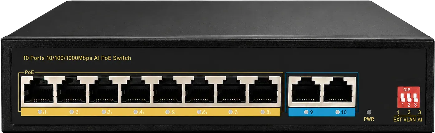Switch 8 ports giga PoE + 2 uplinks cuivre, 120 W