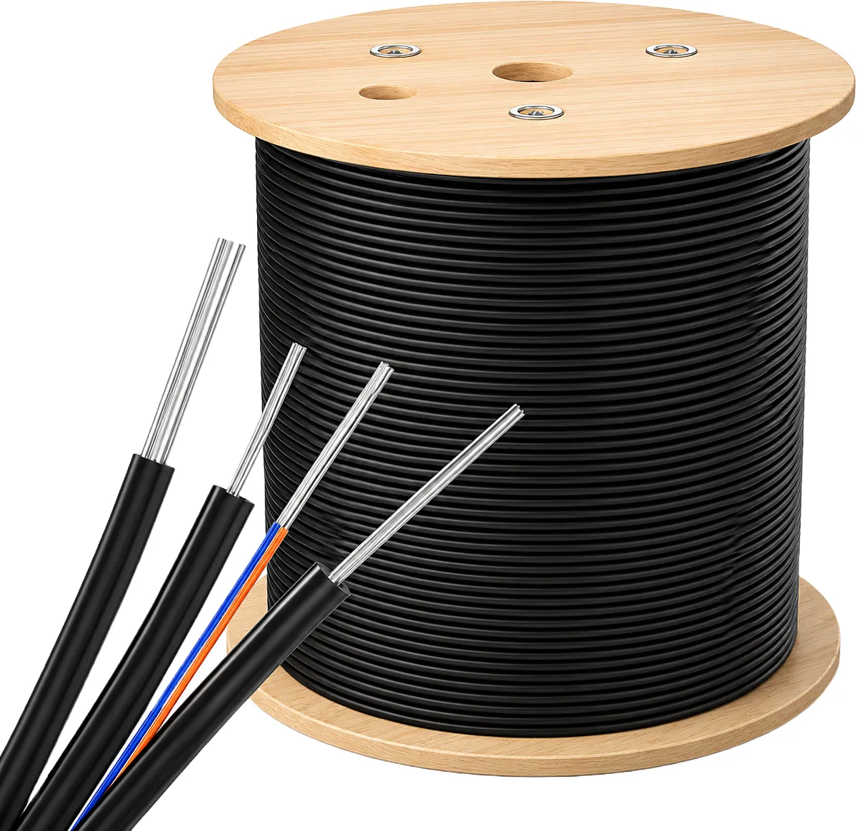 Touret fibre optique drop intérieur 500 m, FRP, noir