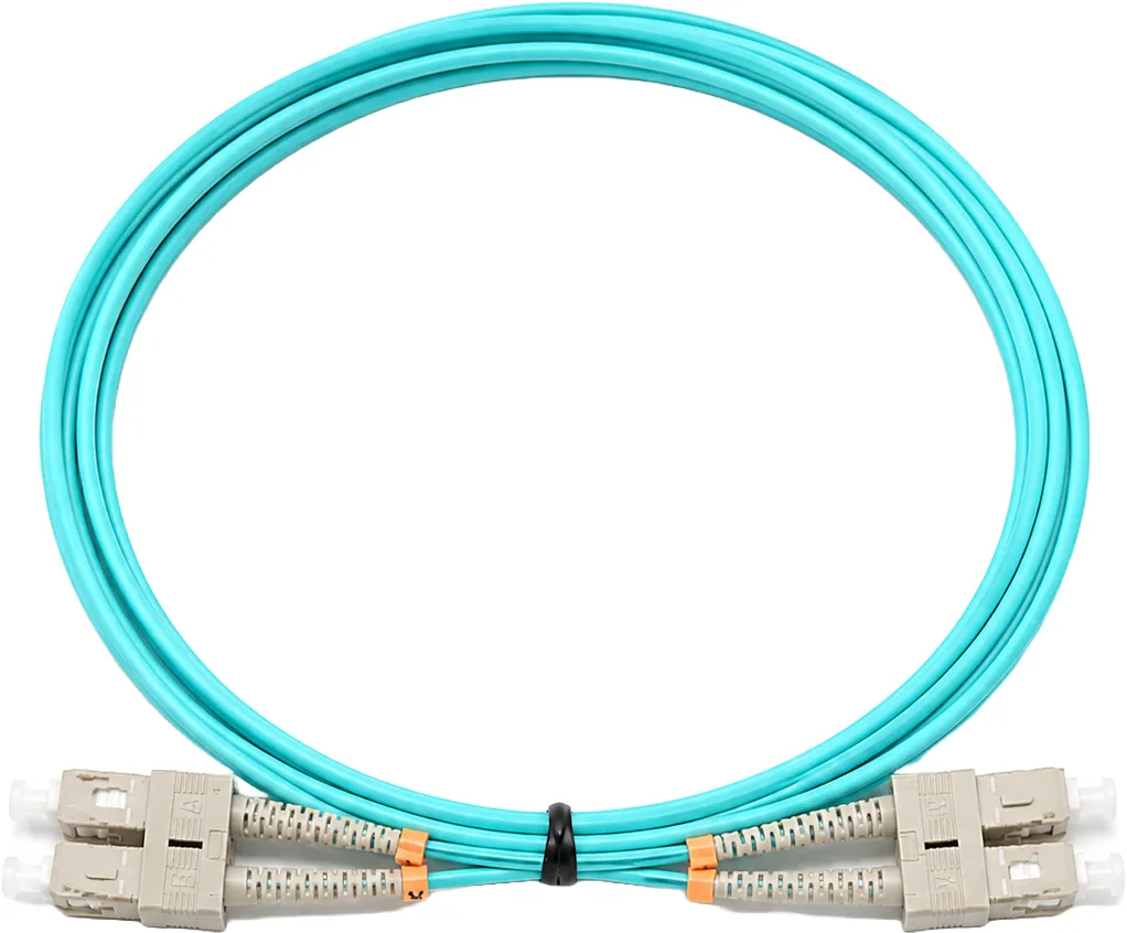 Bretella ottica SC/SC OM3 multimodale duplex azzurra, 0,5 m
