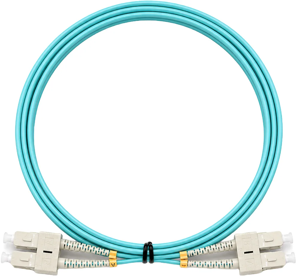 Jarretière optique SC/SC OM3 multimode duplex turquoise, 2 m