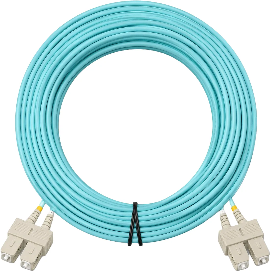 Jarretière optique SC/SC OM3 multimode duplex turquoise, 10 m