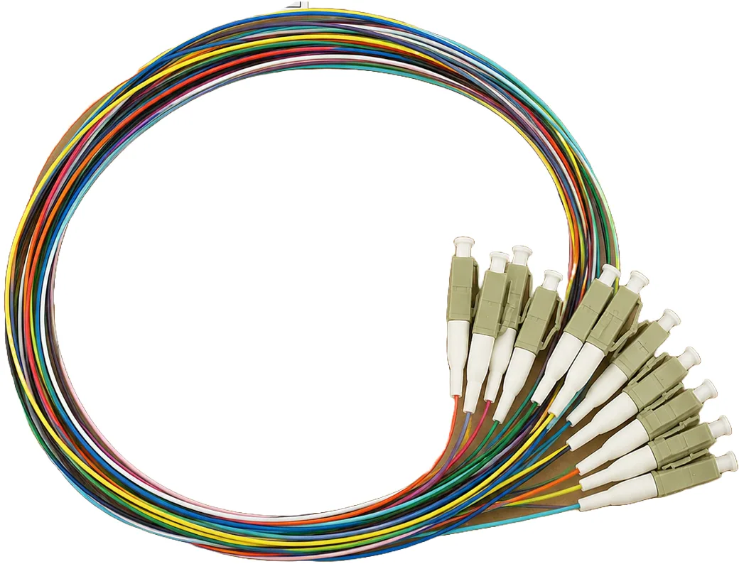 Kit di pigtail LC/APC OM3 simplex, 1 m, colorati, 12 pz