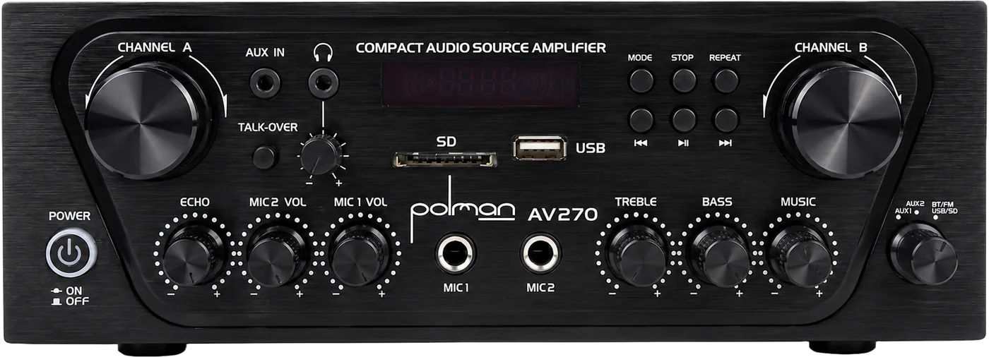 Amplifier 2 zones, up to 4 loudspeakers, W/4 ohms, Bluetooth, optical, USB