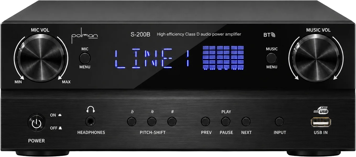 Sintoamplificador estéreo 2 canales 2×160 W / 4 ohmios, HDMI, Bluetooth, negro