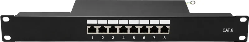 Panel de parcheo 8 puertos CAT6, 1 U, con conectores apantallados