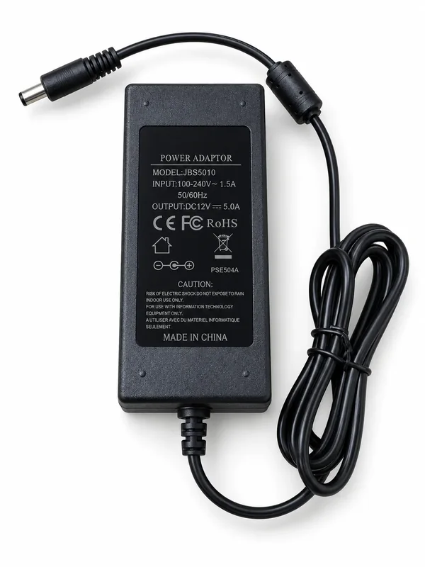 Desktop power supply with IEC mains cord, 12 V / 5 A
