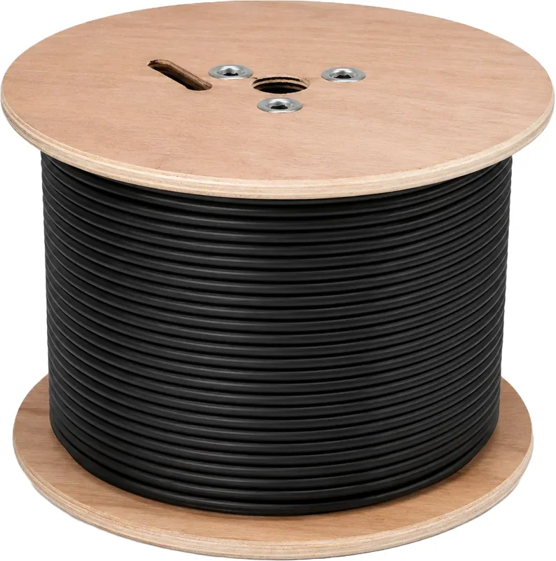 Câble coaxial RG6 triple blindage, noir, 305 m, touret
