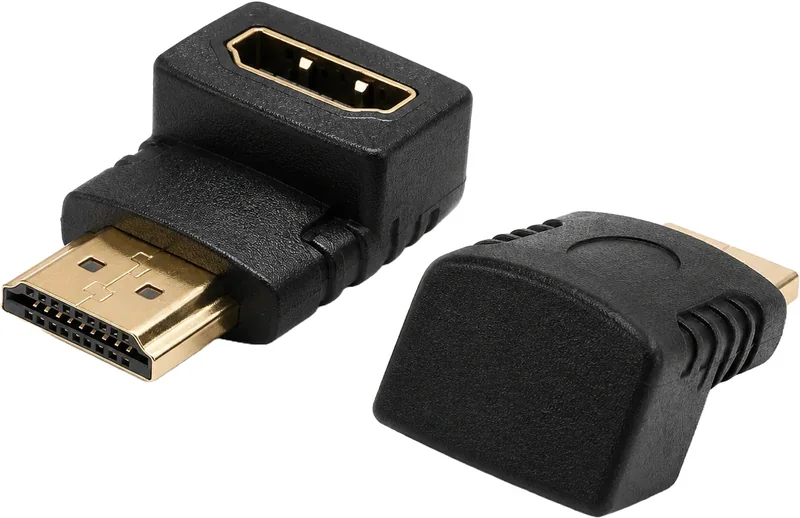 Adaptateur HDMI coudé 90°, femelle vers mâle — sortie vers le bas
