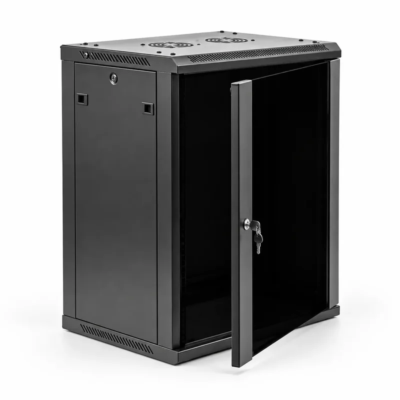 Baie de brassage 19″ 25 U — profondeur 800 mm, largeur 600 mm, porte perforée, noire