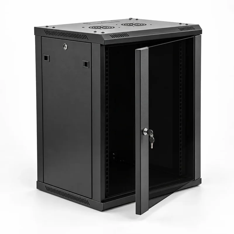 Coffret de brassage 19″ mural 20 U — profondeur 600 mm, largeur 600 mm, porte perforée, noir