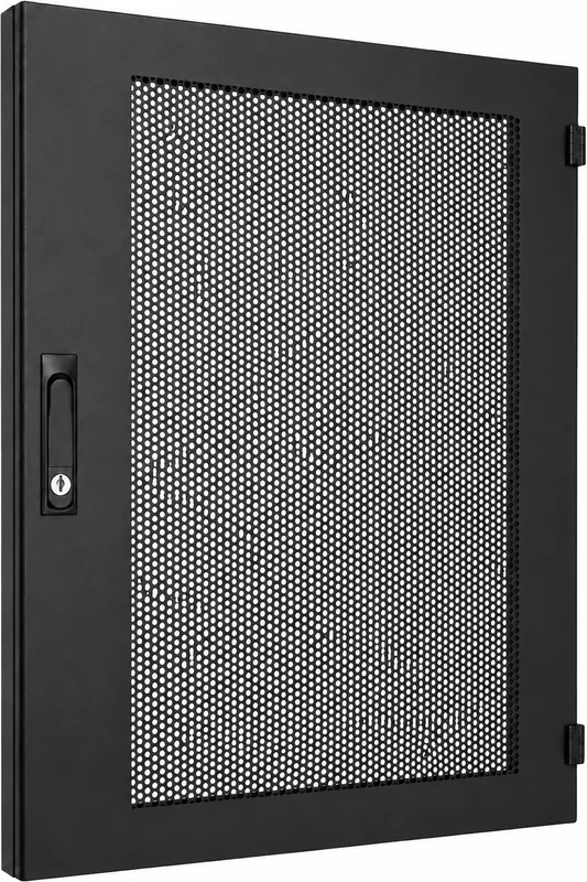 Porte métallique perforée pour baie et coffret 19″ 12 U, noire