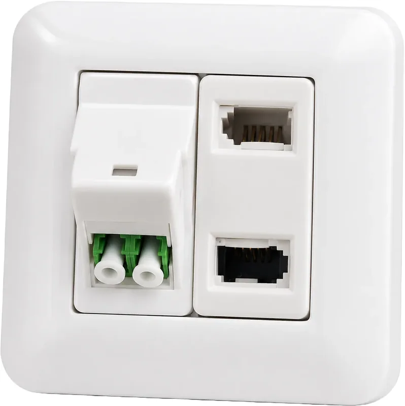 Prise optique blanche LC-APC duplex double, 6 contacts britanniques, en saillie