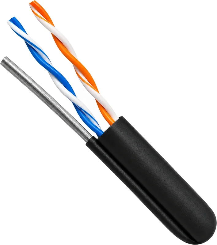 Câble téléphonique avec porteur, 2 paires, noir, 200 m, 2×2×0,5