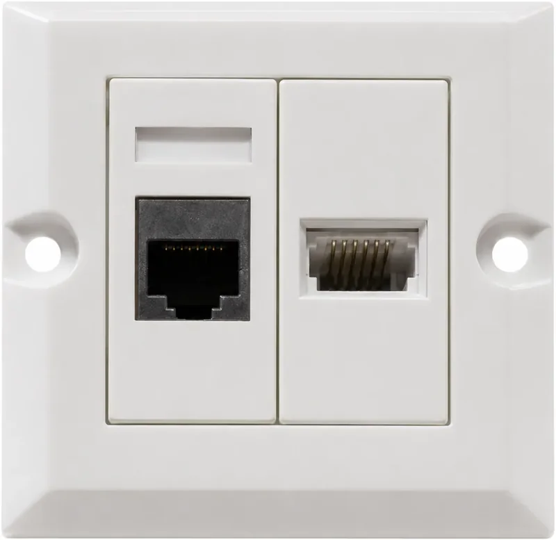 Prise combinée téléphone et réseau, en saillie