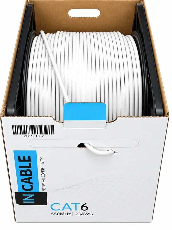 Câble réseau FTP CAT6 cuivre HQ, 305 m, boîte dévidoir