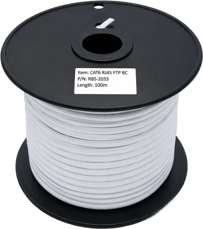 Câble réseau FTP CAT6 cuivre HQ, 100 m, touret plastique