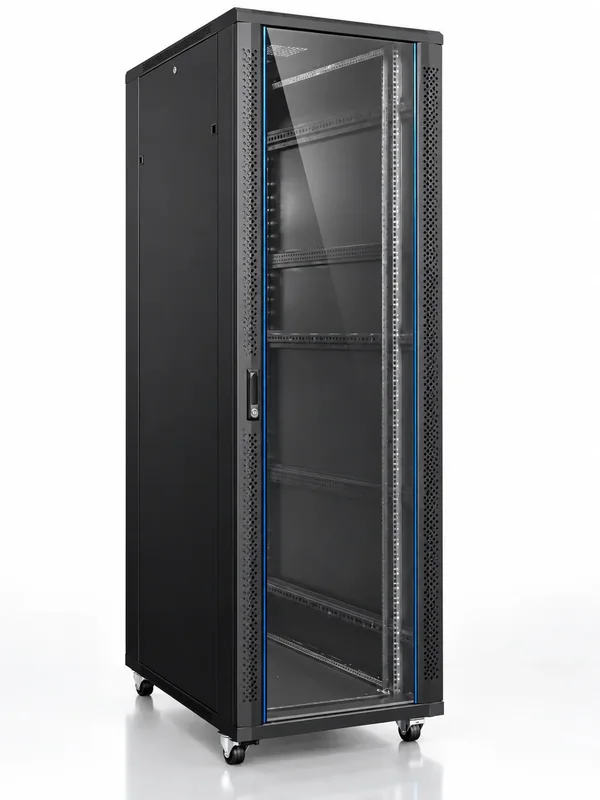Baie de brassage 19″ 42 U — profondeur 600 mm, largeur 600 mm, noire