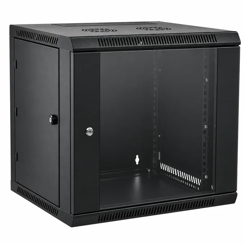 Coffret de brassage 19″ mural 12 U — profondeur 450 mm, largeur 600 mm, noir