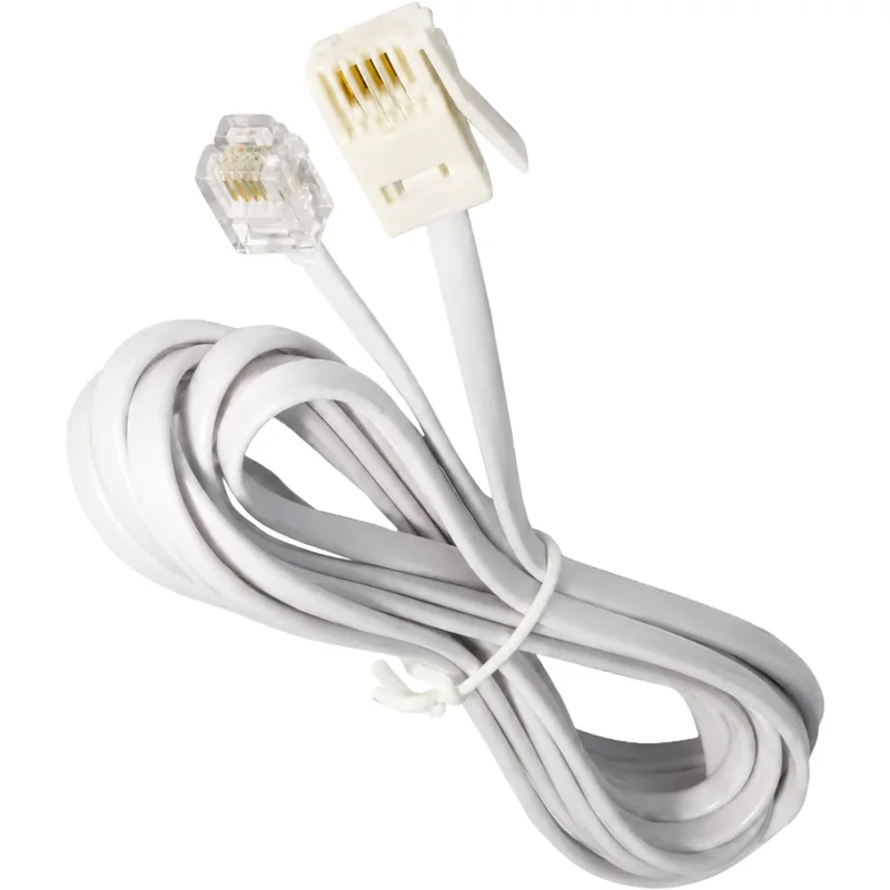 Cordon téléphonique 4 conducteurs, américain vers britannique, blanc, 1,8 m