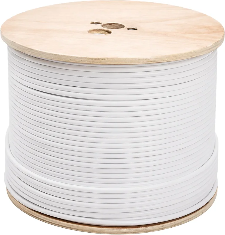 Câble coaxial RG6 triple blindage, blanc, 305 m, touret