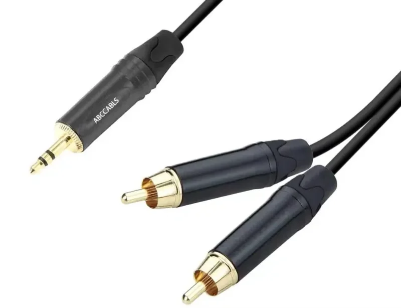 Kabel ABC CABLS 3 m, vergoldete Steckverbinder, Klinke 3,5 mm auf 2×RCA
