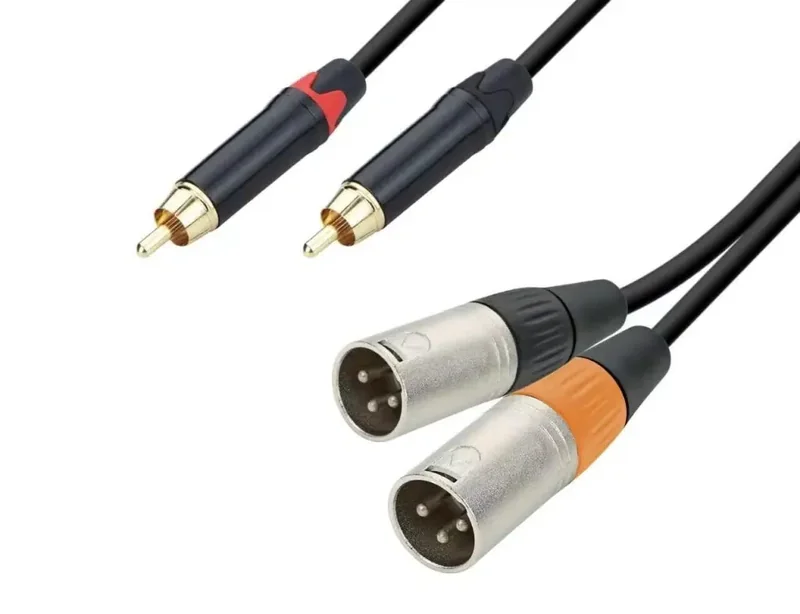 Kabel 2×XLR auf 2×RCA, 3 m, vergoldete Steckverbinder