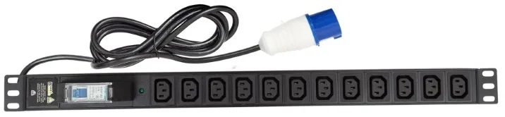 Bandeau 12 prises IEC C13, disjoncteur 16 A, LED témoin, cordon 5 m, fiche industrielle