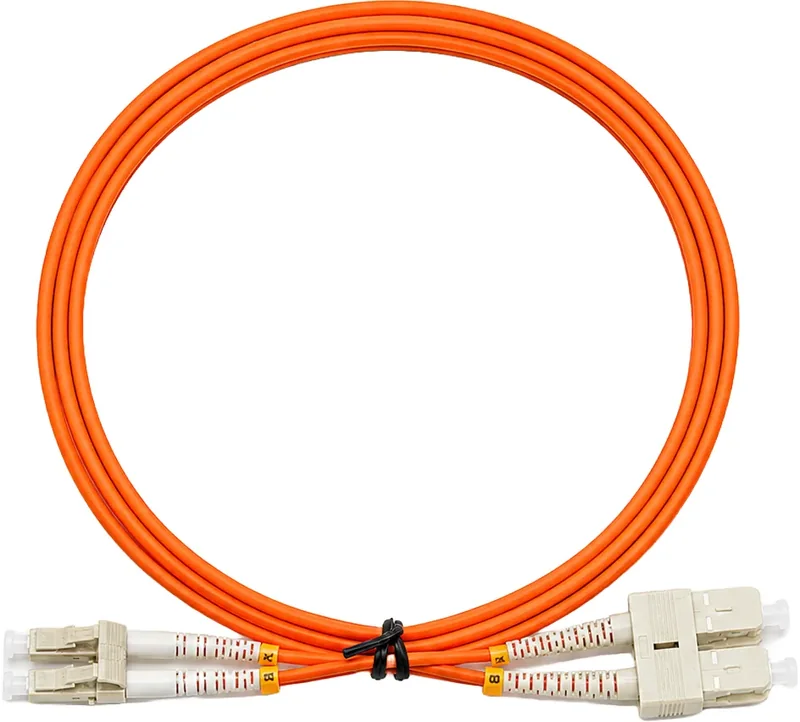 Jarretière optique LC/SC OM2 multimode duplex orange, 1 m