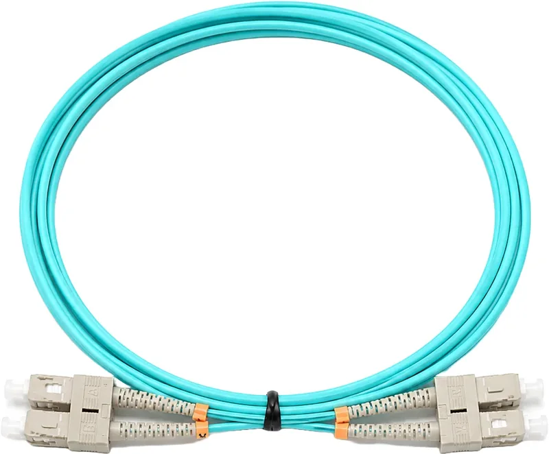 Jarretière optique SC/SC OM3 multimode duplex turquoise, 0,5 m
