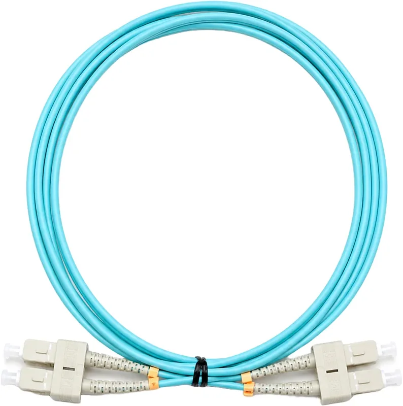 Jarretière optique SC/SC OM3 multimode duplex turquoise, 1 m