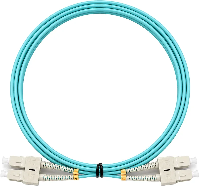 Jarretière optique SC/SC OM3 multimode duplex turquoise, 2 m