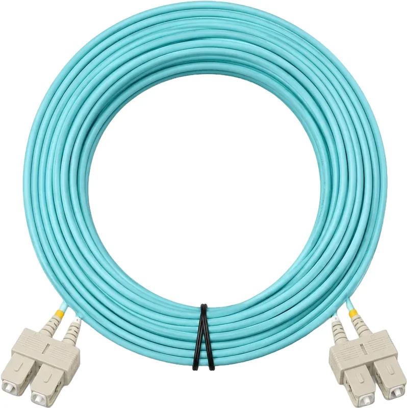 Jarretière optique SC/SC OM3 multimode duplex turquoise, 10 m