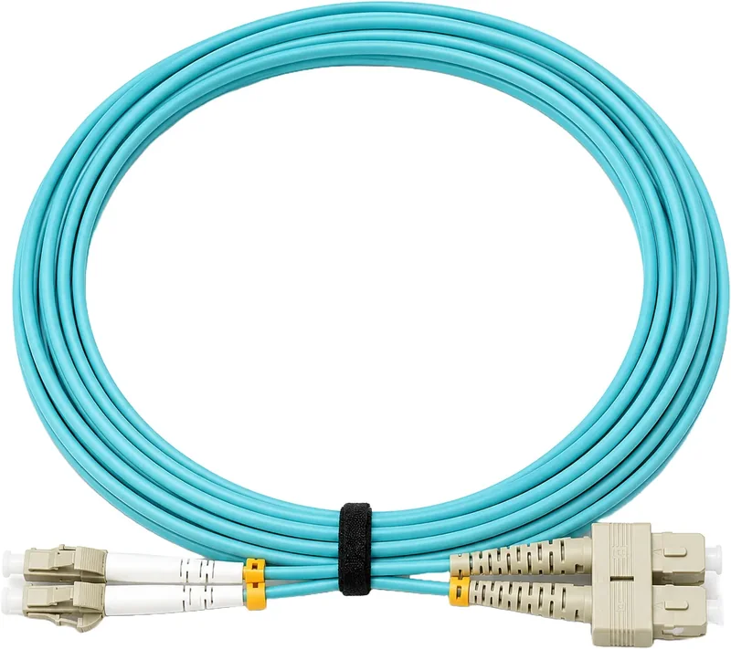 Jarretière optique LC/SC OM3 multimode duplex turquoise, 3 m